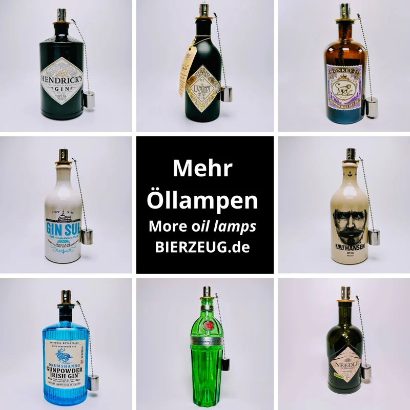 Gin Öllampe “Gunpowder“ | Handgemachte Öllampe aus Gunpowder Gin Flaschen | Upcycling | Handgefertigt | Individuell | Geschenk | Deko | H:20