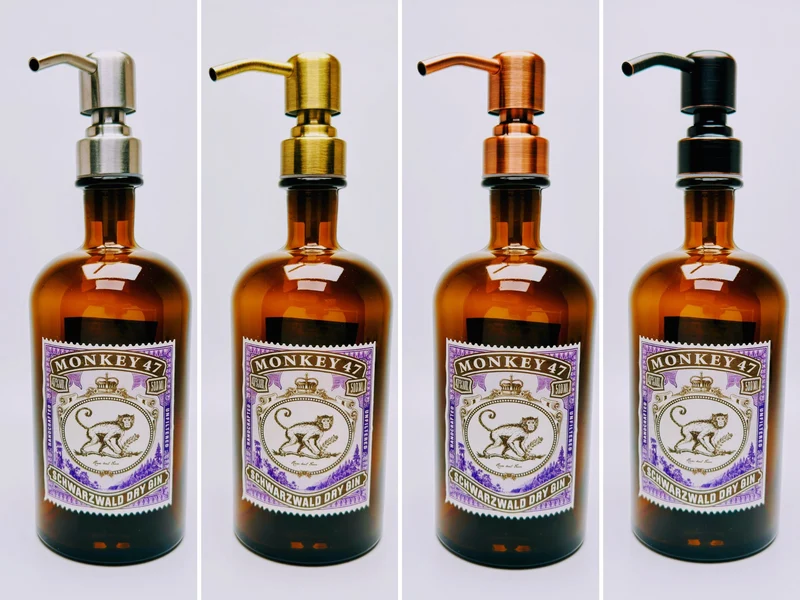 Gin-Seifenspender “Monkey 47“ | Upcycling Pumpspender aus Monkey47 Gin Flasche | Nachfüllbar mit Seife | Bad Deko | Geschenk Schwarzwald