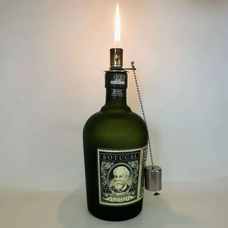 Rum-Öllampe ”Botucal” | Handgemachte Öllampe aus Botucal-Flaschen | Upcycling | Handgemacht | Individuell | Geschenk | Deko | H:23cm - 0,7l