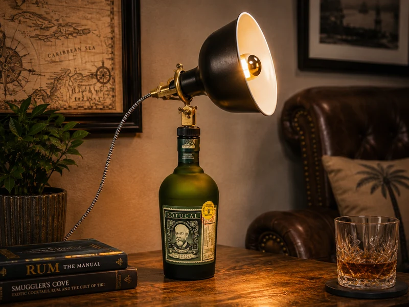 Rum-Öllampe ”Botucal” | Handgemachte Öllampe aus Botucal-Flaschen | Upcycling | Handgemacht | Individuell | Geschenk | Deko | H:23cm - 0,7l