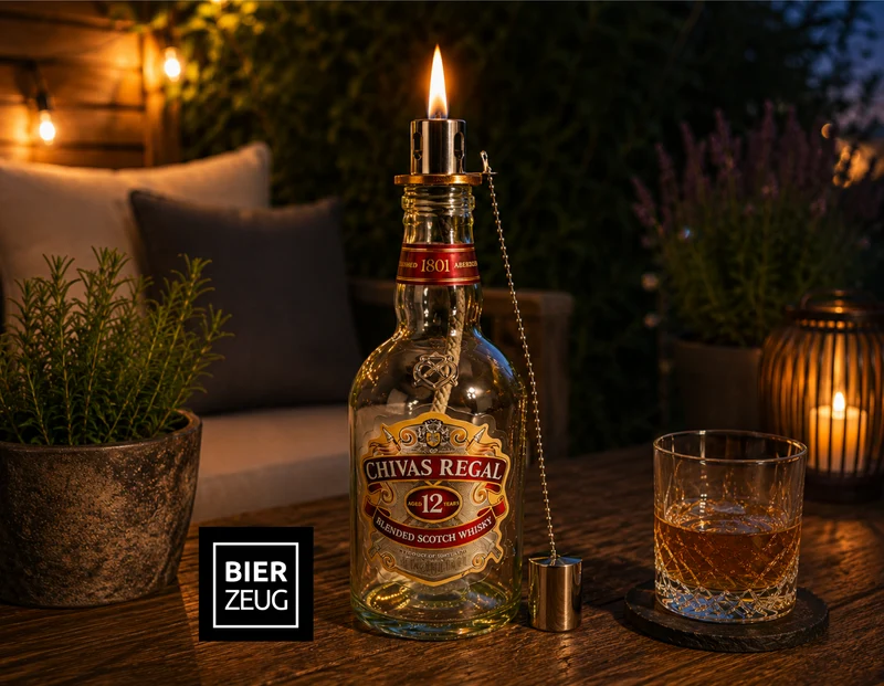 Whisky-Öllampe ”Chivas Glow” | Handgemachte Öllampe aus Chivas Regal Flaschen | Upcycling | Individuell | Geschenk | Schottland | Deko