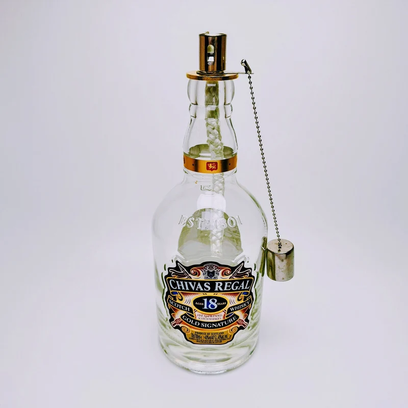 Whisky-Öllampe ”Chivas Glow” | Handgemachte Öllampe aus Chivas Regal Flaschen | Upcycling | Individuell | Geschenk | Schottland | Deko
