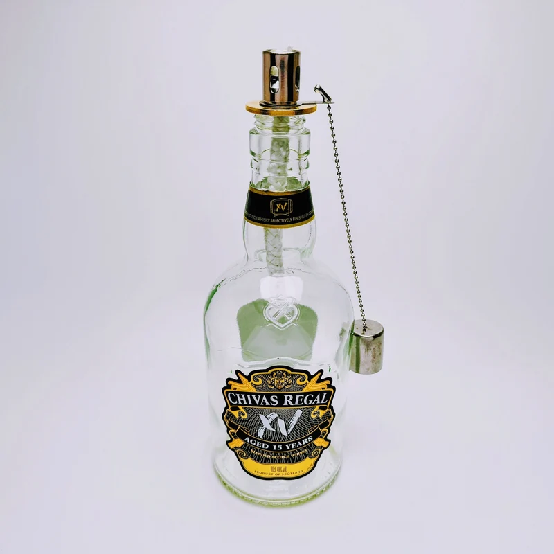 Whisky-Öllampe ”Chivas Glow” | Handgemachte Öllampe aus Chivas Regal Flaschen | Upcycling | Individuell | Geschenk | Schottland | Deko