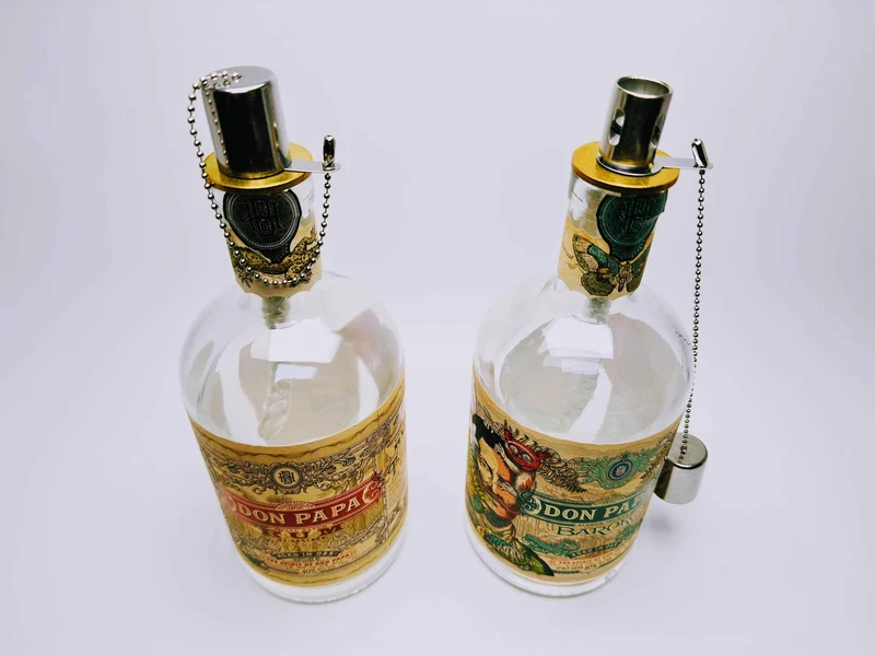 Rum-Öllampe ”Don Papa” | Handgemachte Öllampe aus Don Papa-Flaschen | Upcycling | Handgemacht | Individuell | Geschenk | Deko | H:25cm