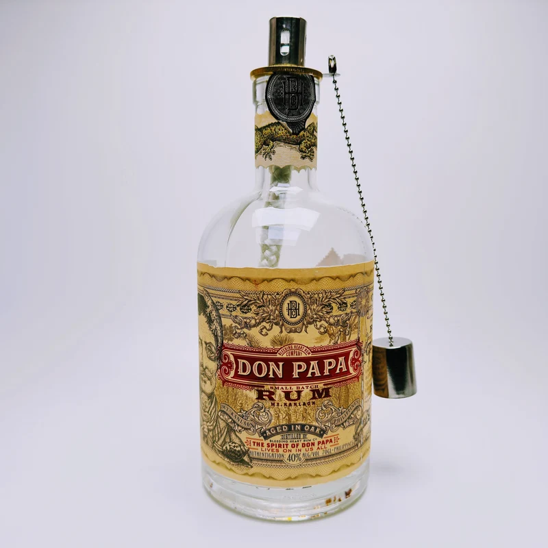 Rum-Öllampe ”Don Papa” | Handgemachte Öllampe aus Don Papa-Flaschen | Upcycling | Handgemacht | Individuell | Geschenk | Deko | H:25cm