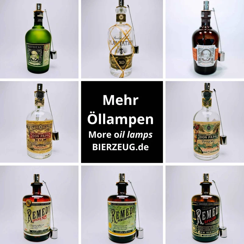 Rum-Öllampe ”Don Papa” | Handgemachte Öllampe aus Don Papa-Flaschen | Upcycling | Handgemacht | Individuell | Geschenk | Deko | H:25cm