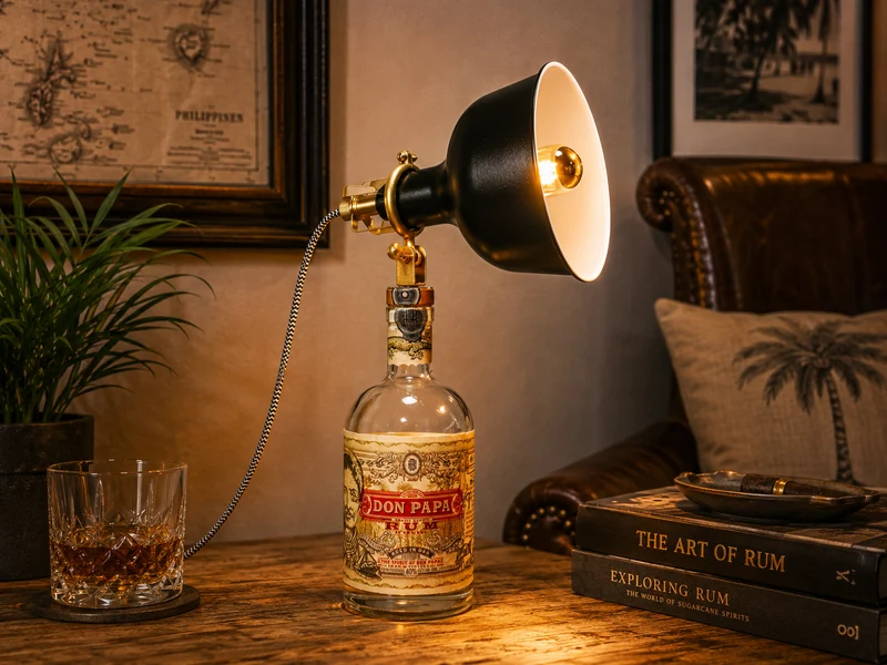 Rum-Öllampe ”Don Papa” | Handgemachte Öllampe aus Don Papa-Flaschen | Upcycling | Handgemacht | Individuell | Geschenk | Deko | H:25cm