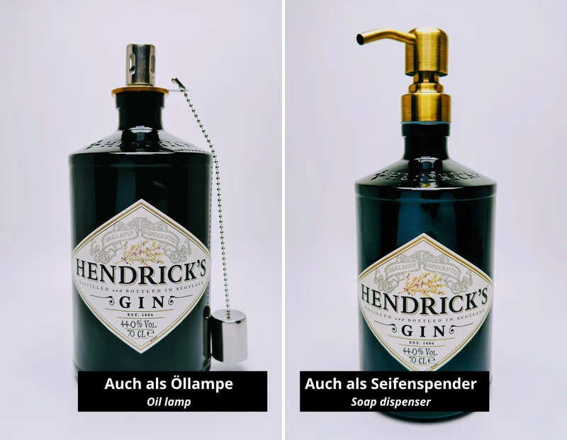 Hendricks Gin Vintage-Lampe | Handgemachte Upcycling Tischlampe | Einzigartige Geschenkidee | Retro Deko-Licht | Upcycling Leuchte