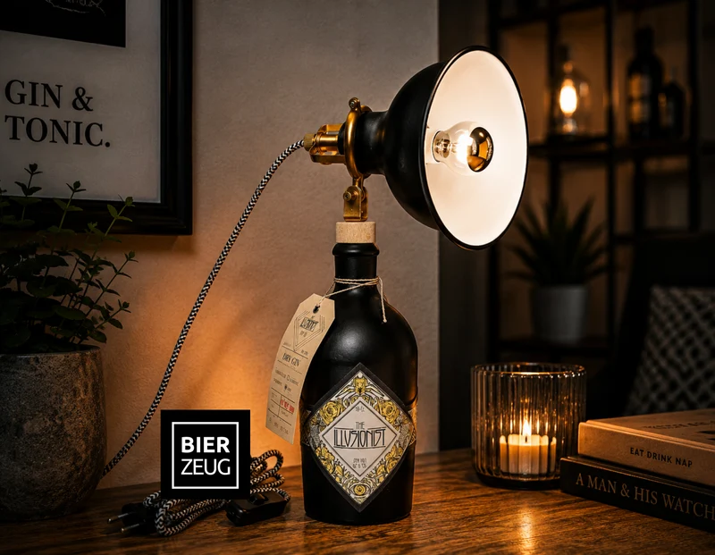 Illusionist Gin Vintage-Lampe | Handgemachte Upcycling Tischlampe aus Illusionist Gin | Einzigartige Geschenkidee | Deko-Licht | Upcycling