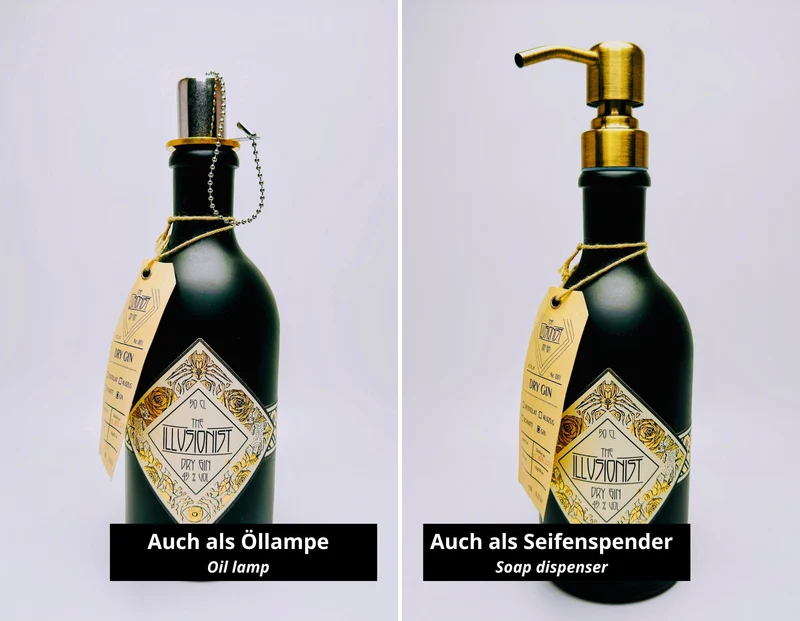 Illusionist Gin Vintage-Lampe | Handgemachte Upcycling Tischlampe aus Illusionist Gin | Einzigartige Geschenkidee | Deko-Licht | Upcycling