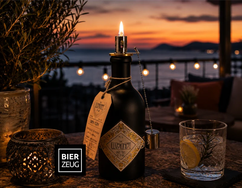Illusionist Gin Vintage-Lampe | Handgemachte Upcycling Tischlampe aus Illusionist Gin | Einzigartige Geschenkidee | Deko-Licht | Upcycling