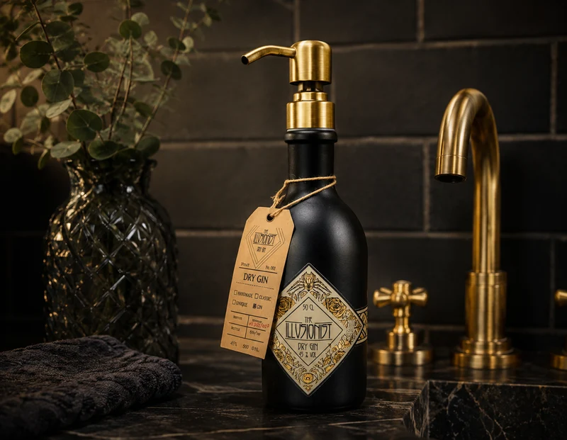 Illusionist Gin Vintage-Lampe | Handgemachte Upcycling Tischlampe aus Illusionist Gin | Einzigartige Geschenkidee | Deko-Licht | Upcycling