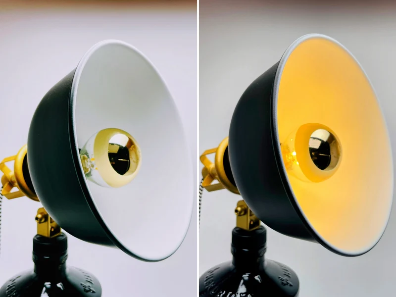 Gin Tischlampe aus echter Ginflasche – Handgemachte Design Lampe im Industrial Look – Upcycling Deko Lampe – Geschenkidee für Gin Liebhaber