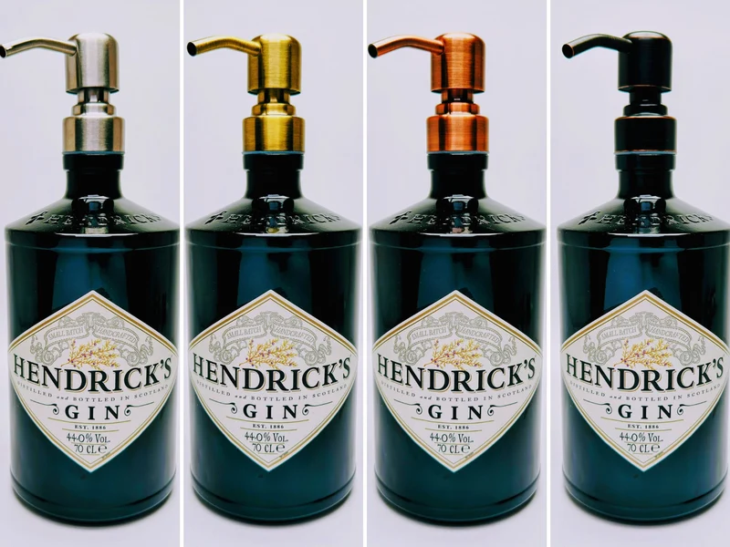 Gin-Seifenspender “Hendricks” | Upcycling Pumpspender aus Hendricks Gin Flasche | Nachfüllbar | Bad Deko Geschenk aus Schottland | 700ml