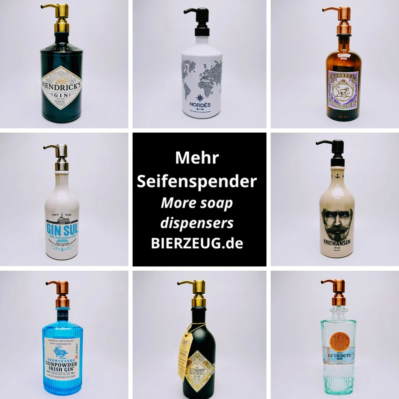 Gin-Seifenspender “Hendricks” | Upcycling Pumpspender aus Hendricks Gin Flasche | Nachfüllbar | Bad Deko Geschenk aus Schottland | 700ml