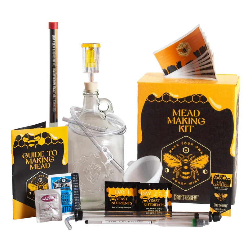 Craft A Brew - Deluxe Mead Making Kit - 1 Gallon Homebrew Starter Set with Backsweetening & Bottling Tools - DIY Mead Brewing Kit for Beginners - Just Add Honey