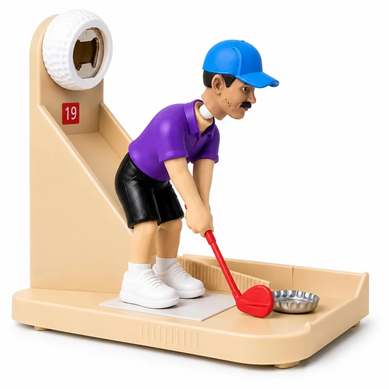 Golf Swing Beer Buddy, Golf-Themed Automatic Bottle Opener with Cap Catcher, Funny Golf Bar Accessory Gift for Men, Dad, Golf Lovers, Home Bar, Man Cave, Party (1PC)