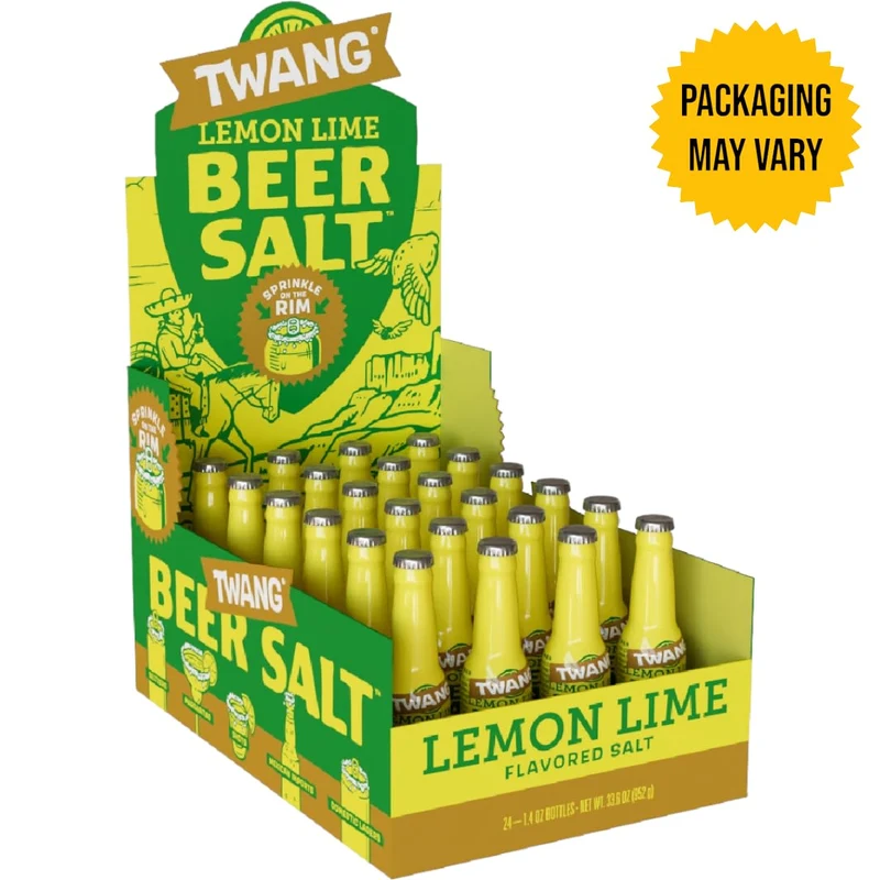 Twang Flavored Beer Salt Seasoning, Lemon Lime, Toppings for Beer, Hard Seltzers, Canned Cocktails and More, 1.4 Ounce (Pack of 24)