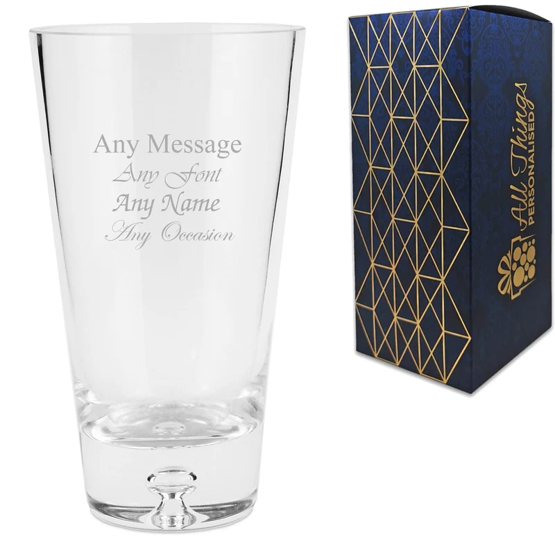 Personalised Engraved 18cm Handmade Bubble Base Tapered Vase, Customise with Any Name or Message, Gift Box Included