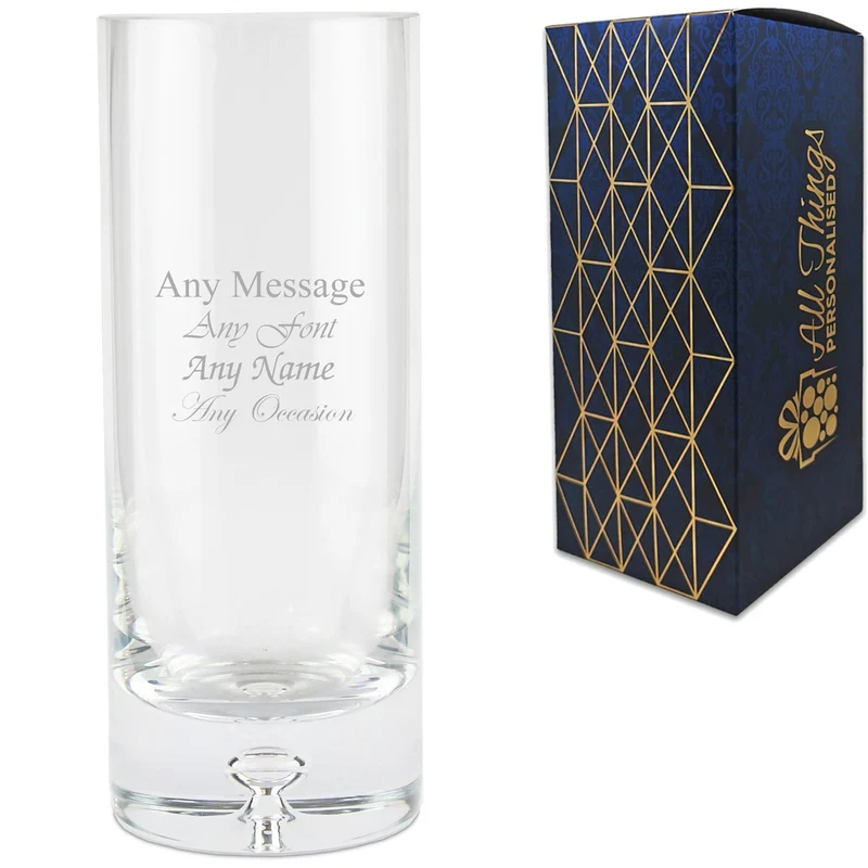 Personalised Engraved 20cm Handmade Cylinder Vase, Customise with Any Name or Message, Gift Box Included