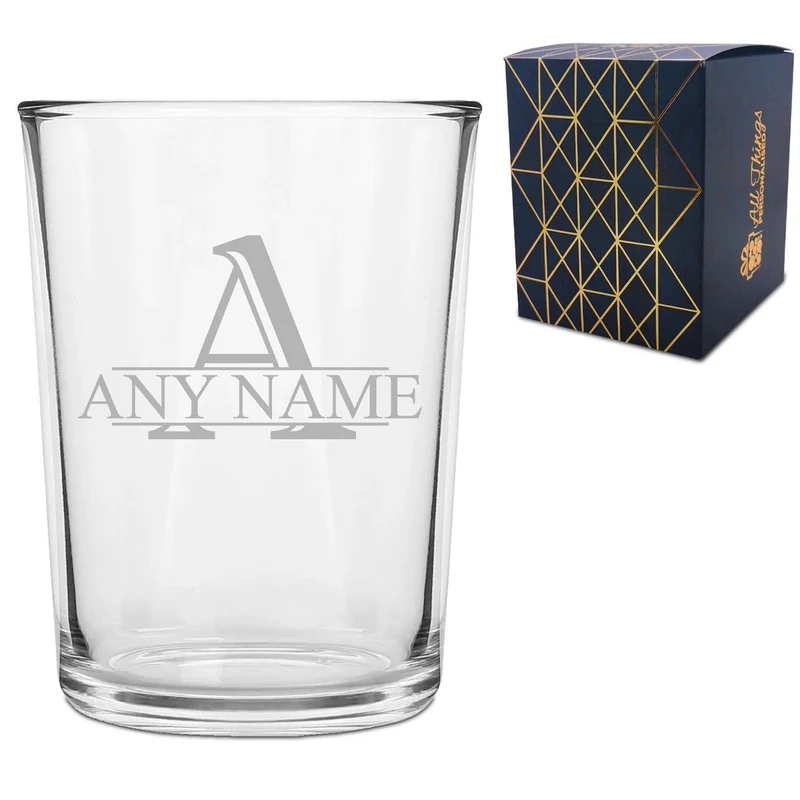 Personalised Engraved Islington Pint Glass, Initial and Name Design, Custom Name, Gift Box Included