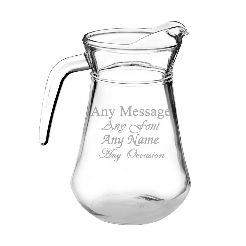 Engraved Brocca Glass Pitcher Jug