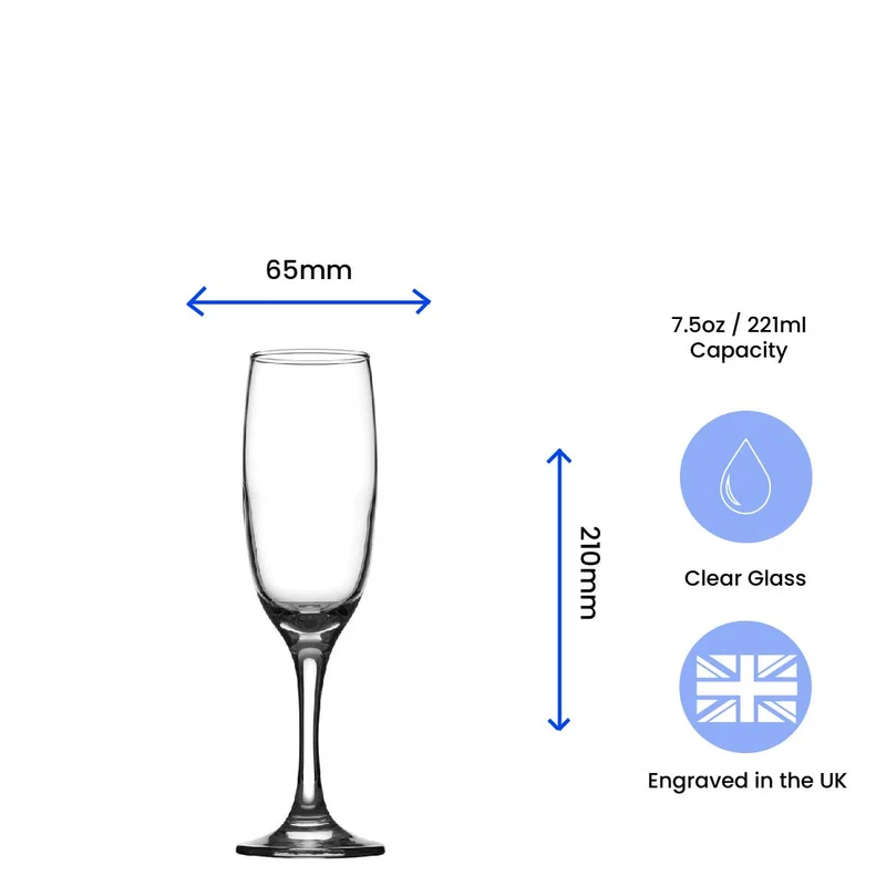 Crown Champagne Flute with Name, Engraved Glass for Prom Queen, Birthday Girl, Bride, Hen Do or Graduate, 210ml Gift Boxed