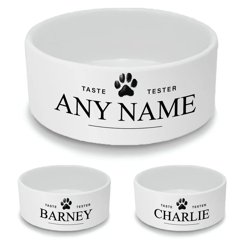Personalised Dog Bowl with Taste Tester Design