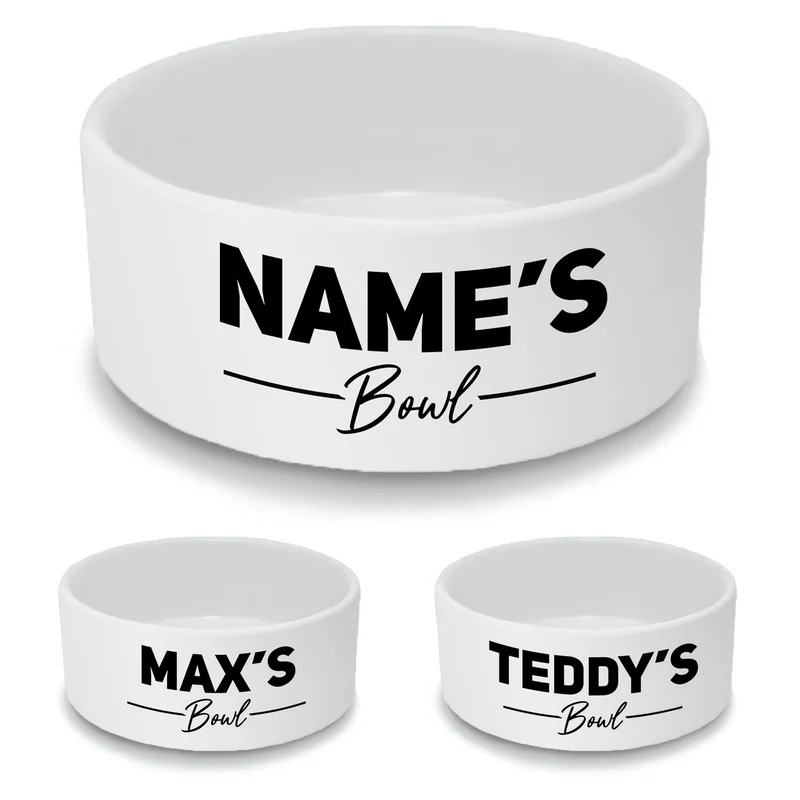 Personalised Dog Bowl with Name's Bowl Black Design