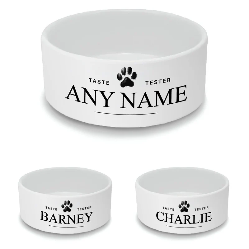 Personalised Cat Bowl with Taste Tester Design
