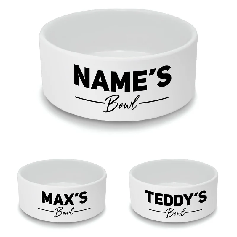 Personalised Cat Bowl with Name's Bowl Black Design