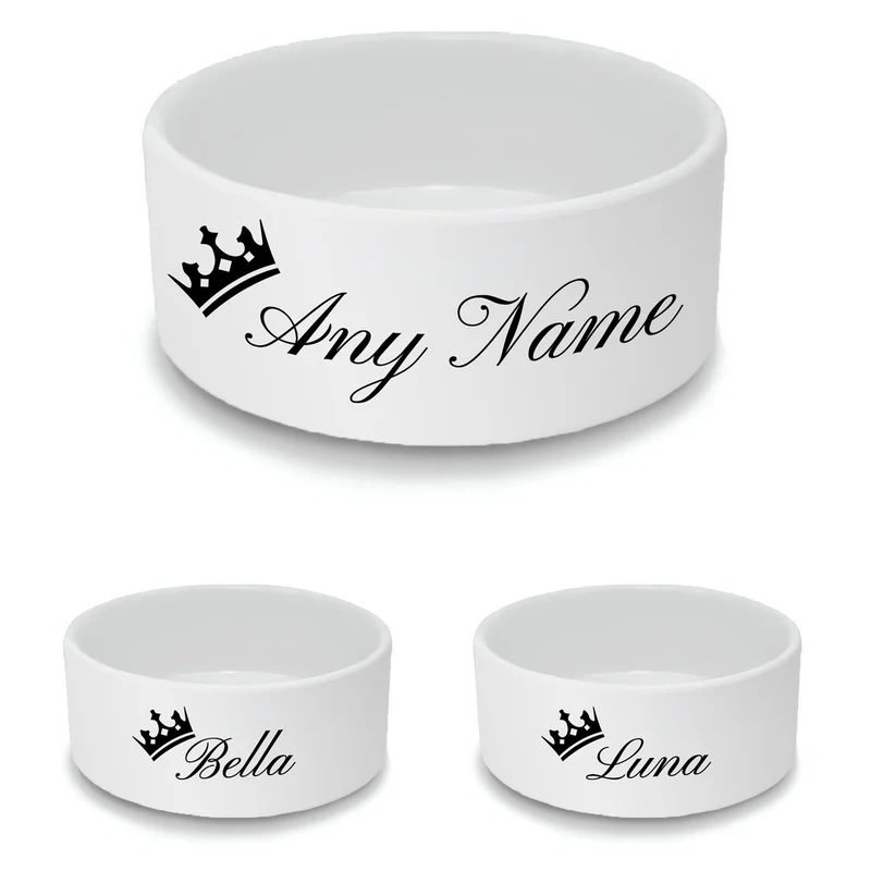 Personalised Cat Bowl with Royal Crown Design