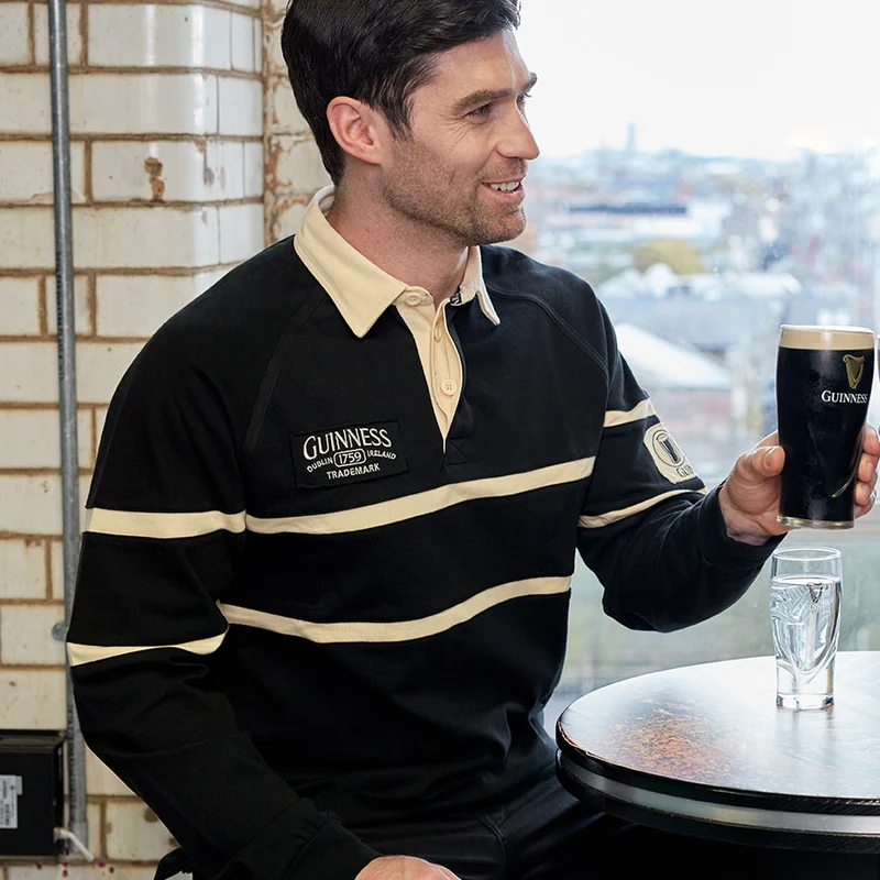 Guinness Black Traditional Rugby Jersey