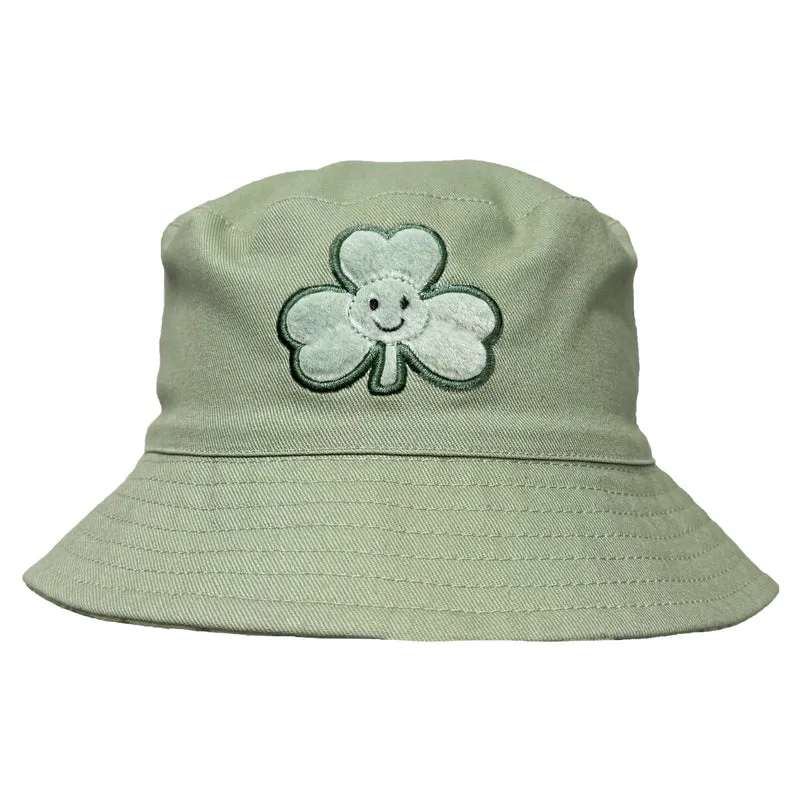 Shamrock Green and Cream Plush Kids Reversible Sun Hat