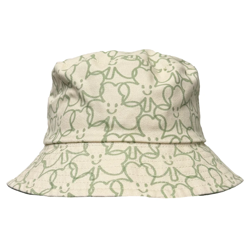 Shamrock Green and Cream Plush Kids Reversible Sun Hat