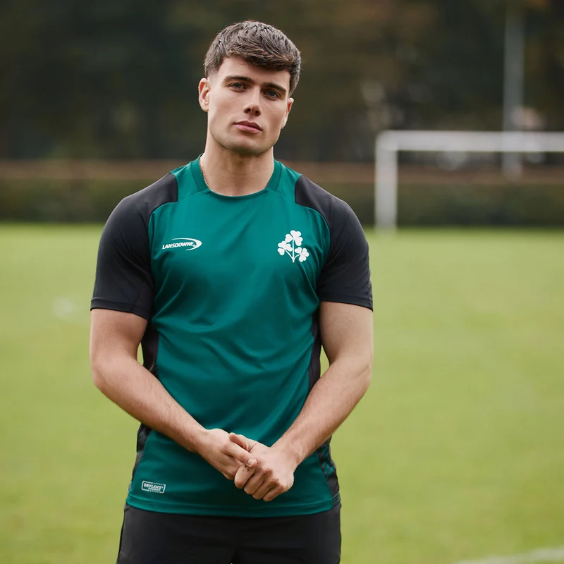 Lansdowne Ireland Green and Black Shamrock Performance Top