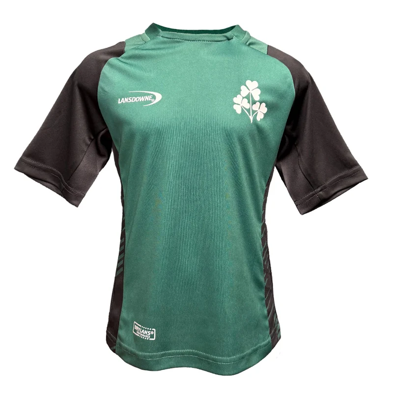 Lansdowne Ireland Kids Green and Black Shamrock Performance Top