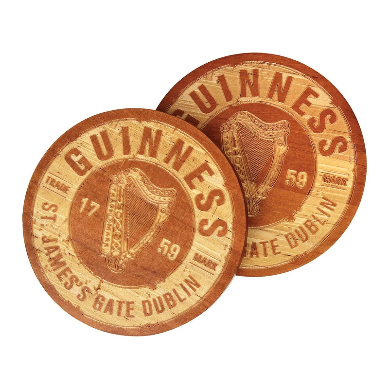 Guinness Wooden Barrel Coasters 6 Pack