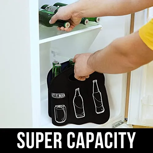 6 Pack Insulated Tote Beer Bottle Holder - Gift Idea -12 Can Carrier - Inexpensive Gift for Men - Birthday Unique Gag Koozie