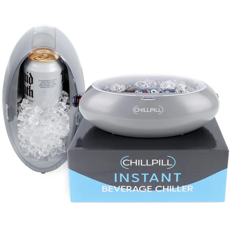 Instant Drink Chiller - Rapid Beverage Chiller for Cans 12 oz or 16 oz & Glass Bottles - Portable Instant Beverage Cooler - Fast & Efficient Instant Drink Cooler for Parties, Picnics & BBQs