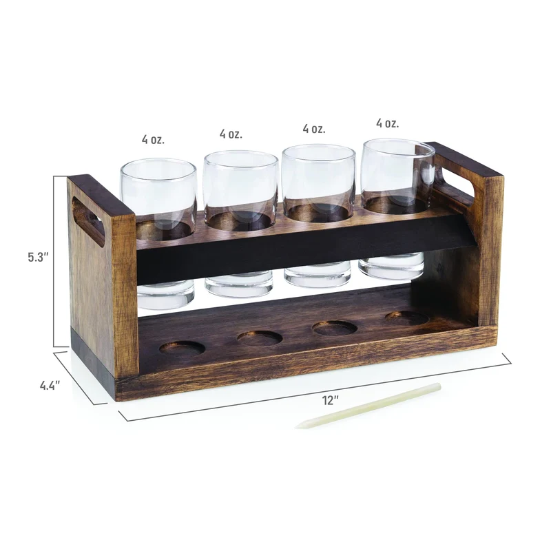LEGACY - a Picnic Time Brand Craft Beer Flight Set, Beer Glasses Set, Gifts For Beer Lovers, (Acacia Wood)