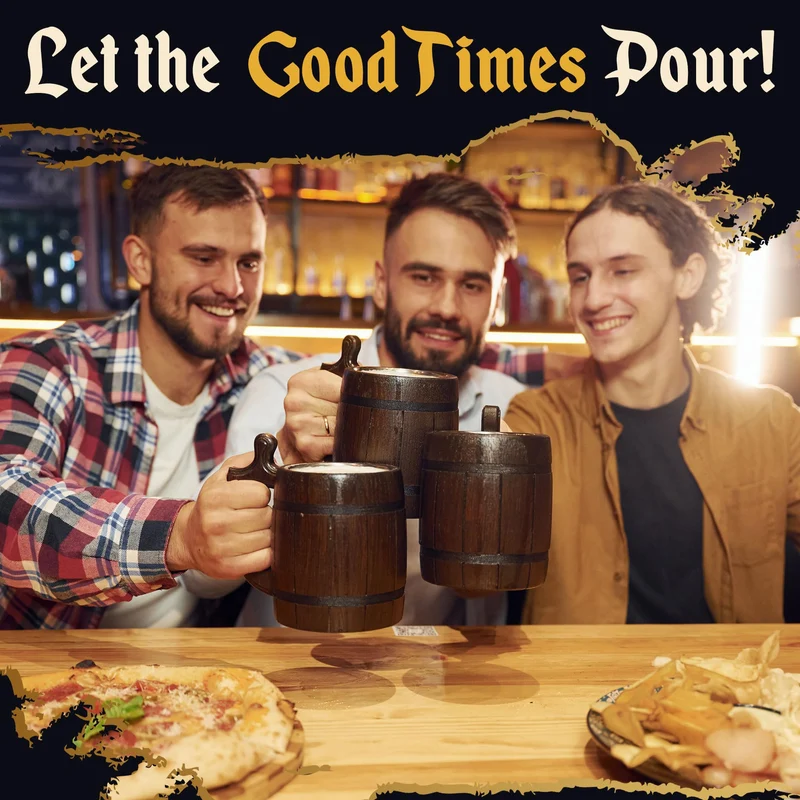 MFC Beer Mug 20 OZ - Tankard Mug - Beer stein - Wooden beer mug - Stainless Steel Cup - Handmade Gifts for Men - Fathers Day, Christmas or Birthday Gift Idea - Men Mug - Barrel Brown