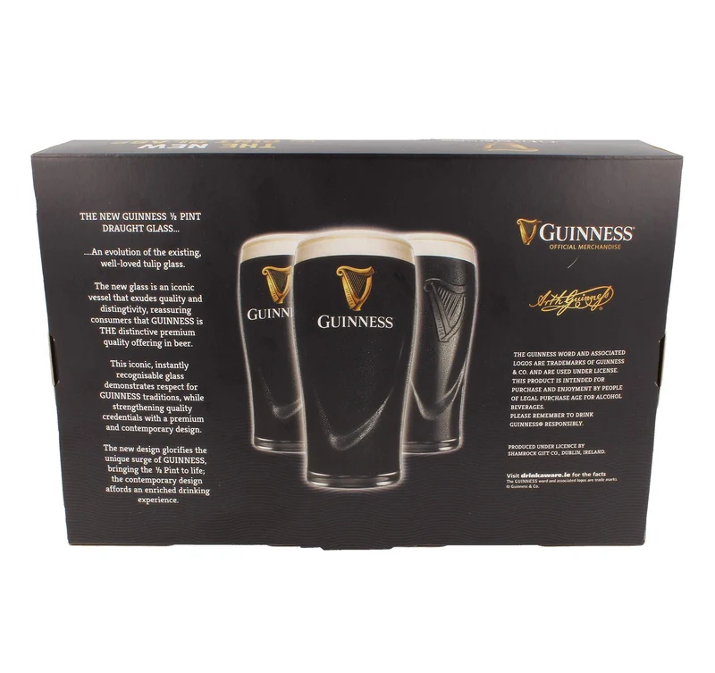 Guinness Half Pint Glasses – Set of 2 | 10oz Capacity | Official Livery Design | Not Full Pint Size