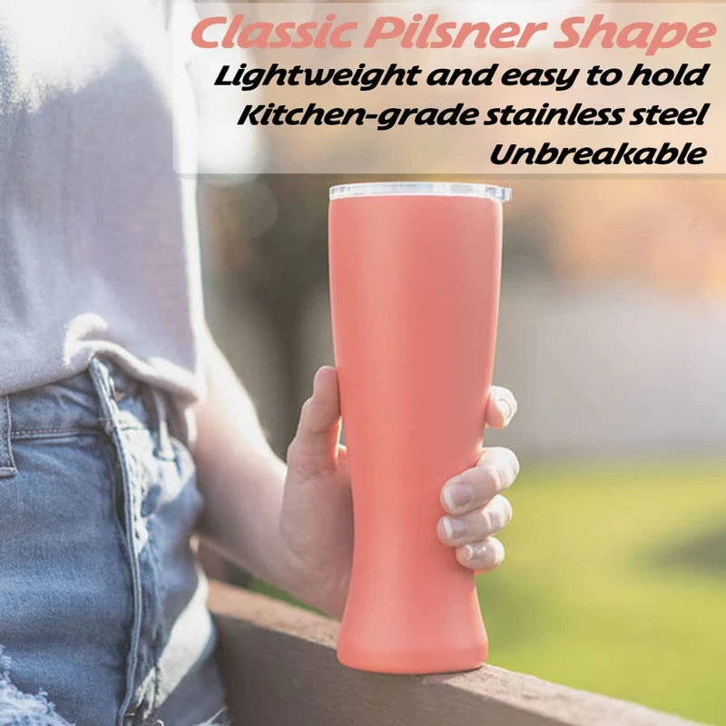 MASON FORGE | Stainless Steel Pint Double Insulated Beer Tumbler | Double Wall Vacuum Insulated | Sweat & Condensation Free | HOT or COLD Beverages | Pilsner Style Glass