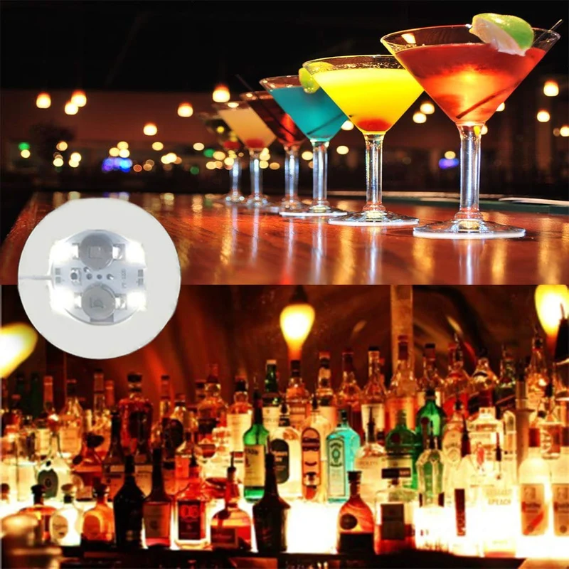 12Pcs LED Coaster, LED Sticker Lights, LED Bottle Lights Cup Holder Lights for Wine Liquor Bottle, Bottle Sparklers for Champagne, Party, Bar, Colorful