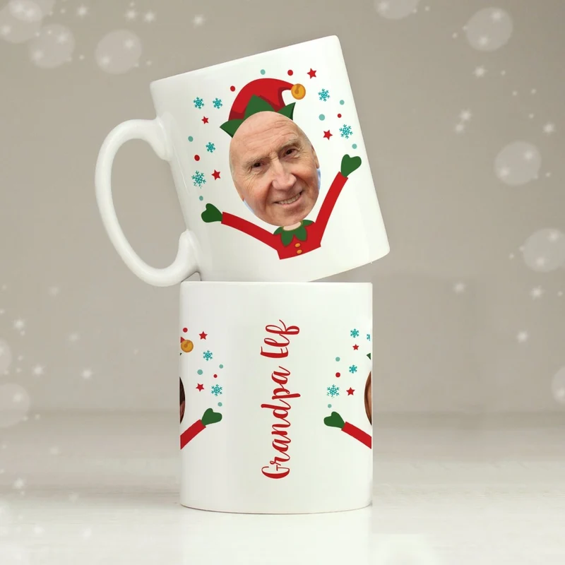 Personalised Photo Upload Christmas Elf Mug