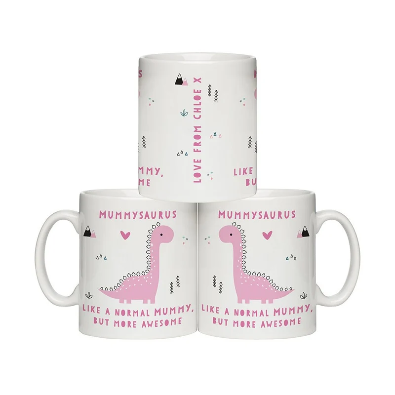 Personalised More Awesome Pink Dinosaur Mug