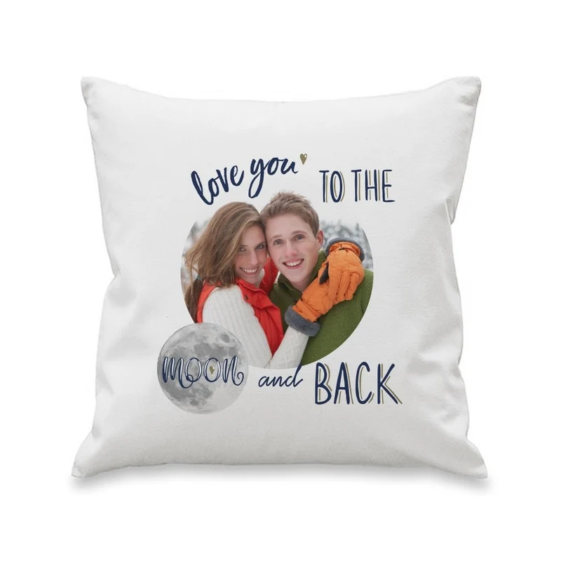 Personalised Moon & Back Photo Upload Cushion