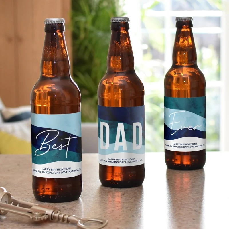 Personalised Best Dad Ever Pack Of 3 Beer