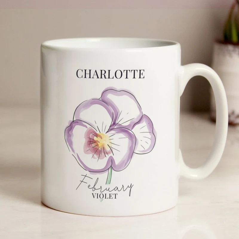 Personalised Flower Of The Month Mug